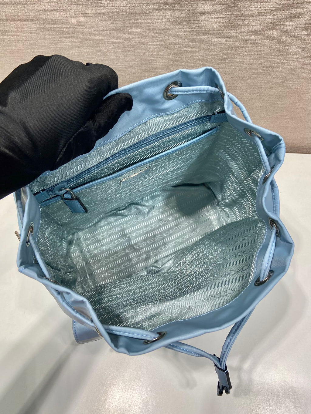 Prada Small Backpack 28 in Sky Blue Parachute Fabric