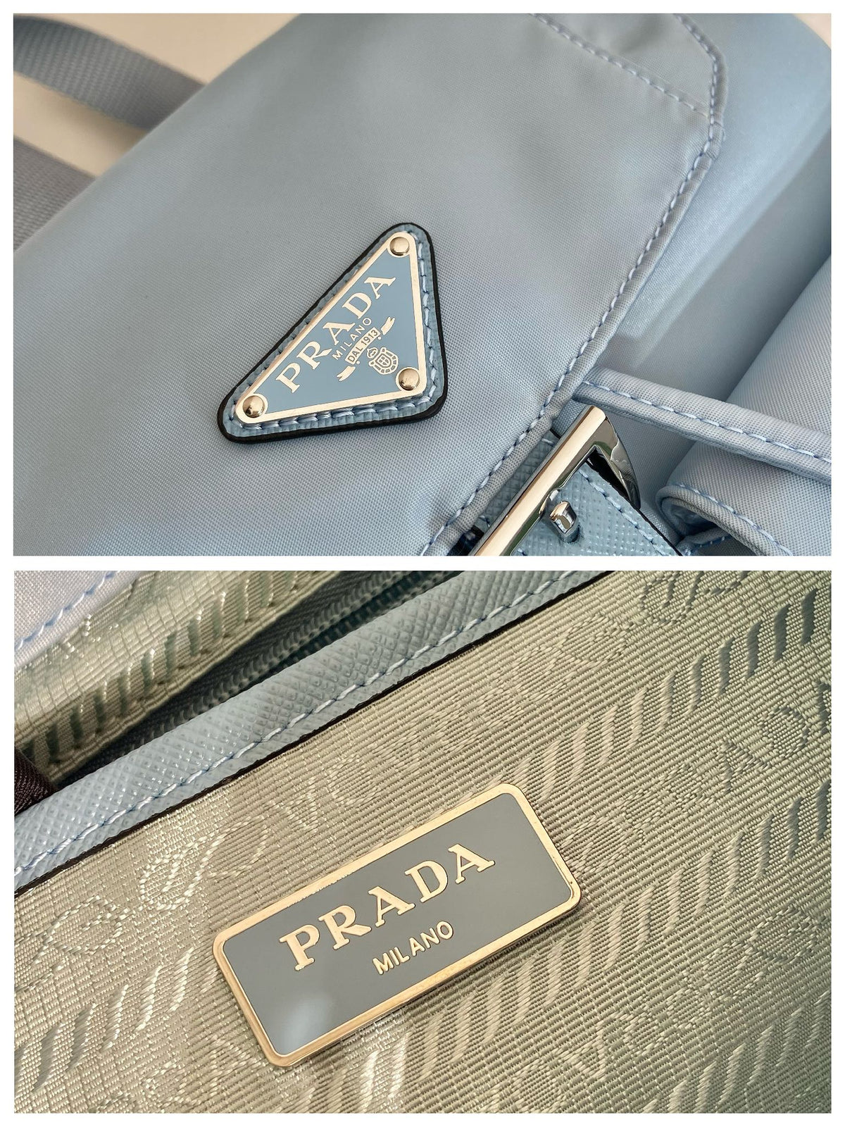 Prada Small Backpack 28 in Sky Blue Parachute Fabric