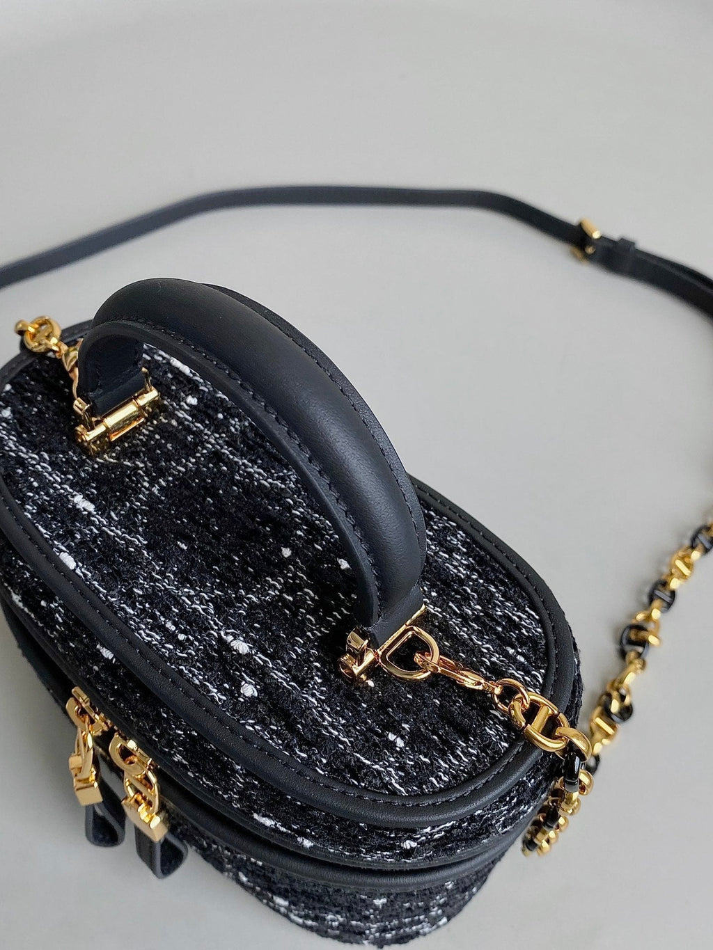 Dior Mini Caro Vanity 16 Black Tweed and Lambskin Bag