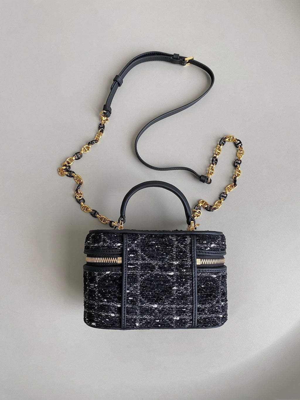 Dior Mini Caro Vanity 16 Black Tweed and Lambskin Bag