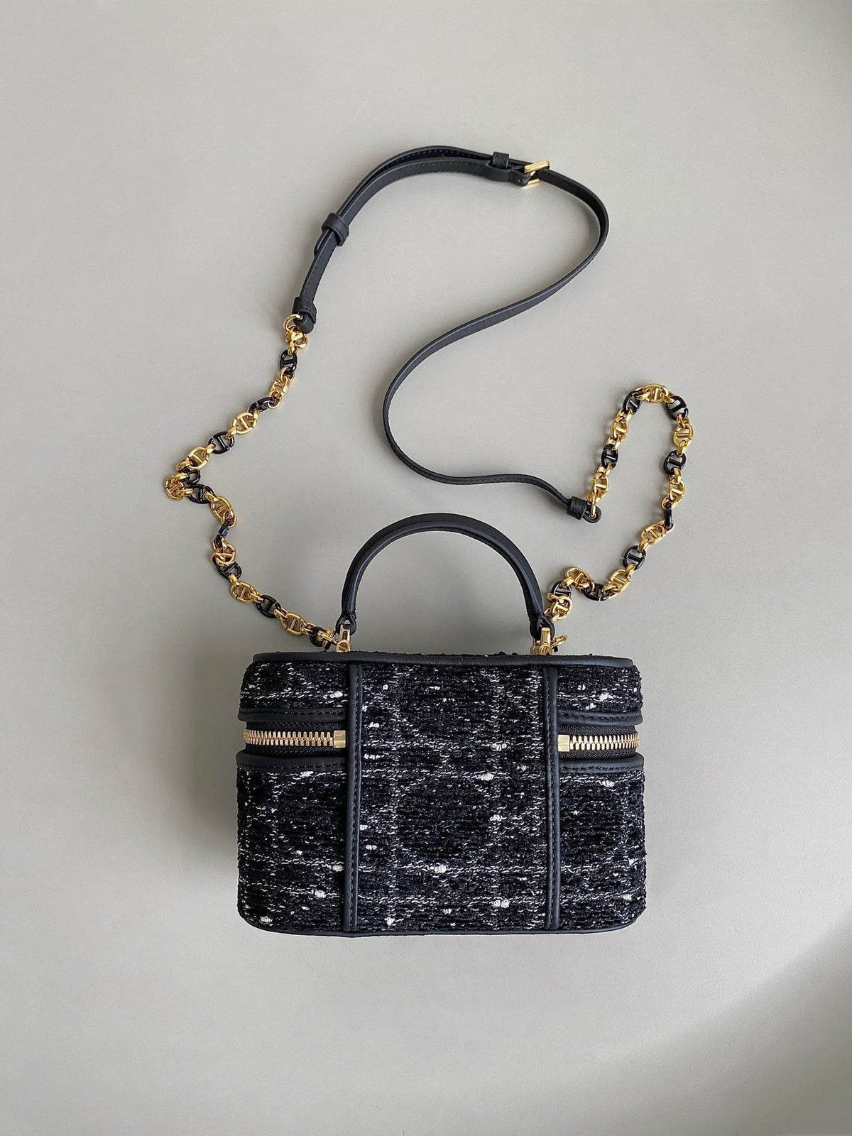 Dior Mini Caro Vanity 16 Black Tweed and Lambskin Bag