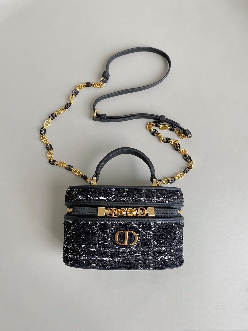 Dior Mini Caro Vanity 16 Black Tweed and Lambskin Bag