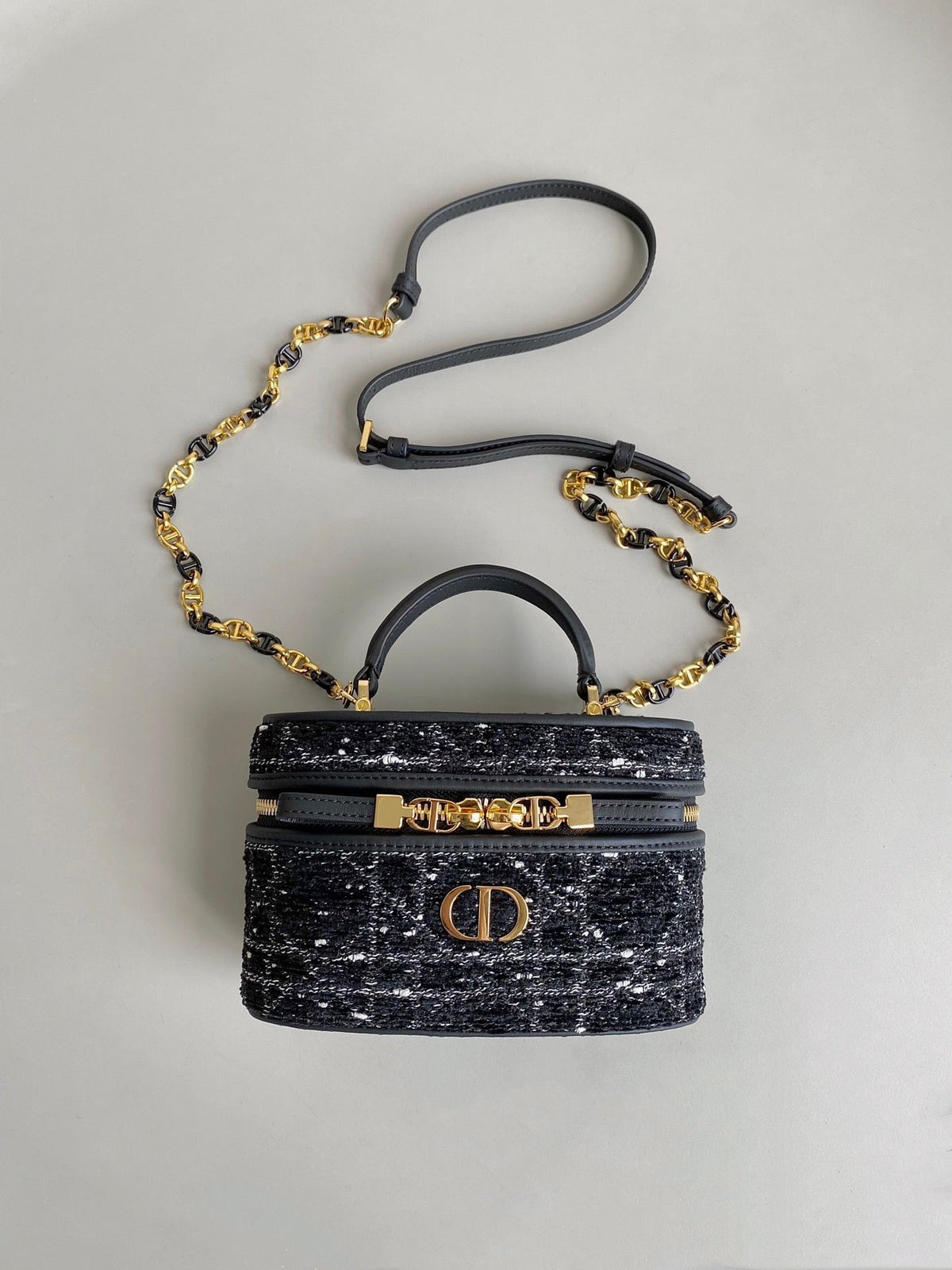 Dior Mini Caro Vanity 16 Black Tweed and Lambskin Bag
