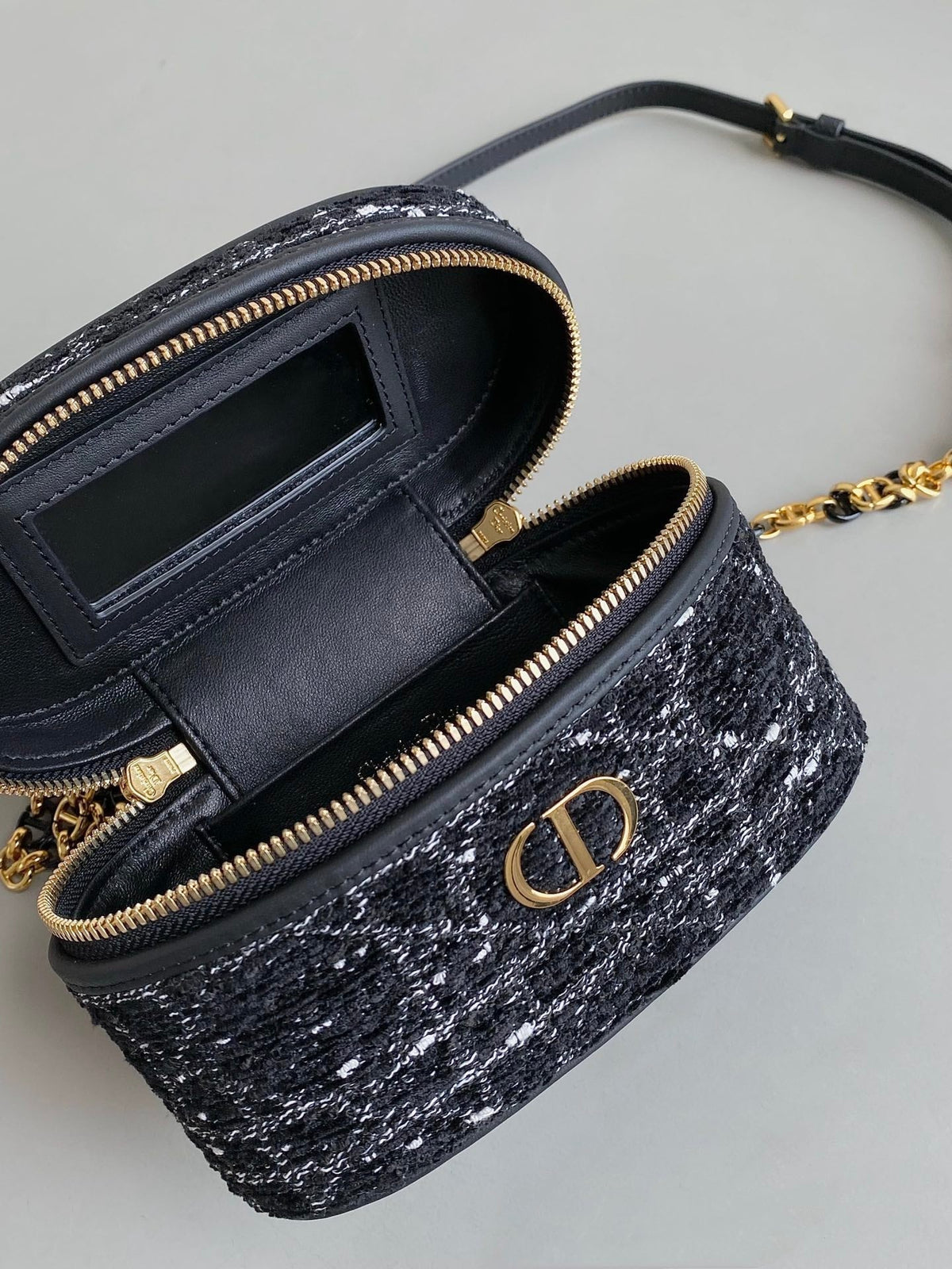 Dior Mini Caro Vanity 16 Black Tweed and Lambskin Bag