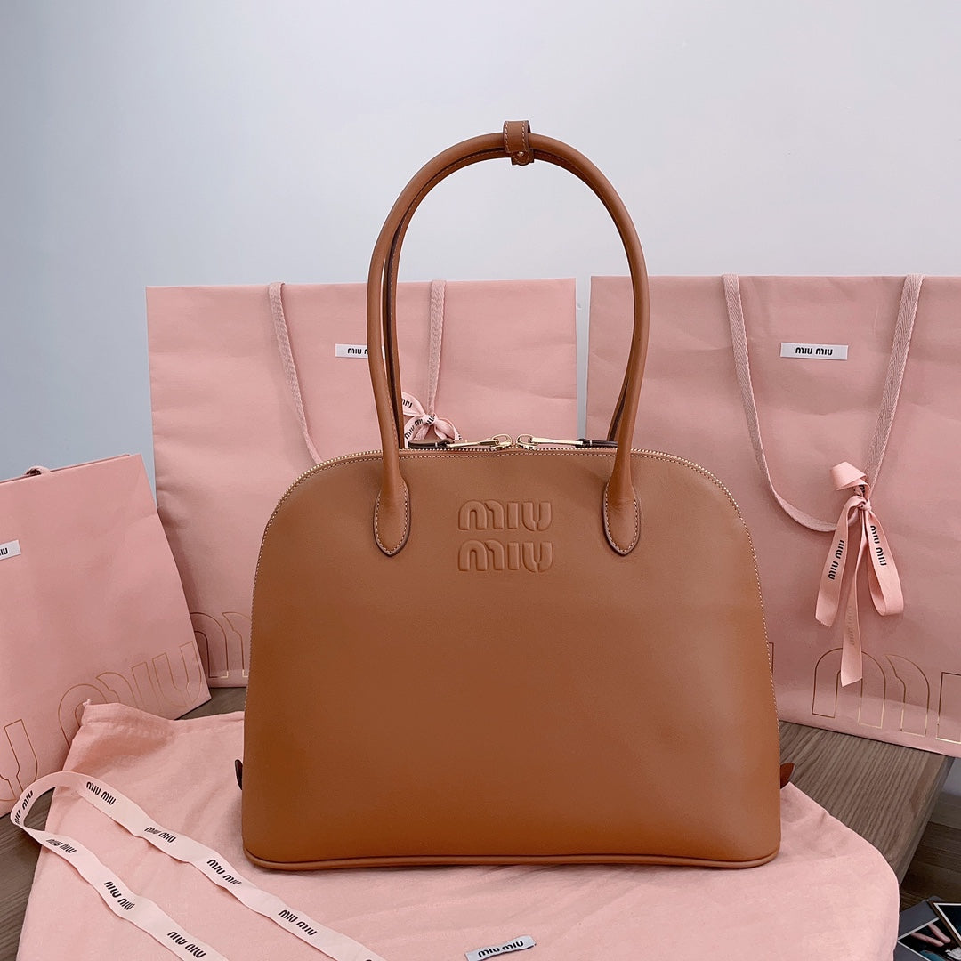 Large Shell Bag 38 in Bronze Brown Calfskin