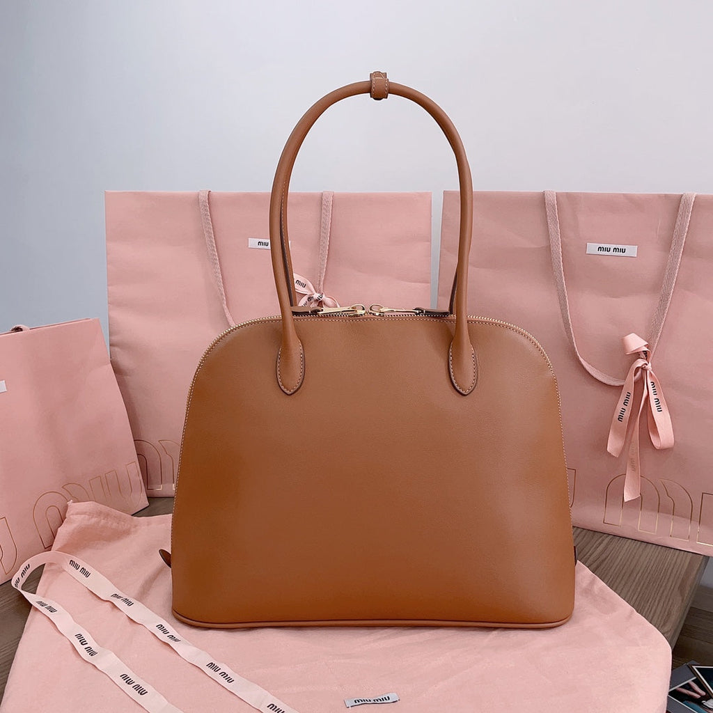 Large Shell Bag 38 in Bronze Brown Calfskin