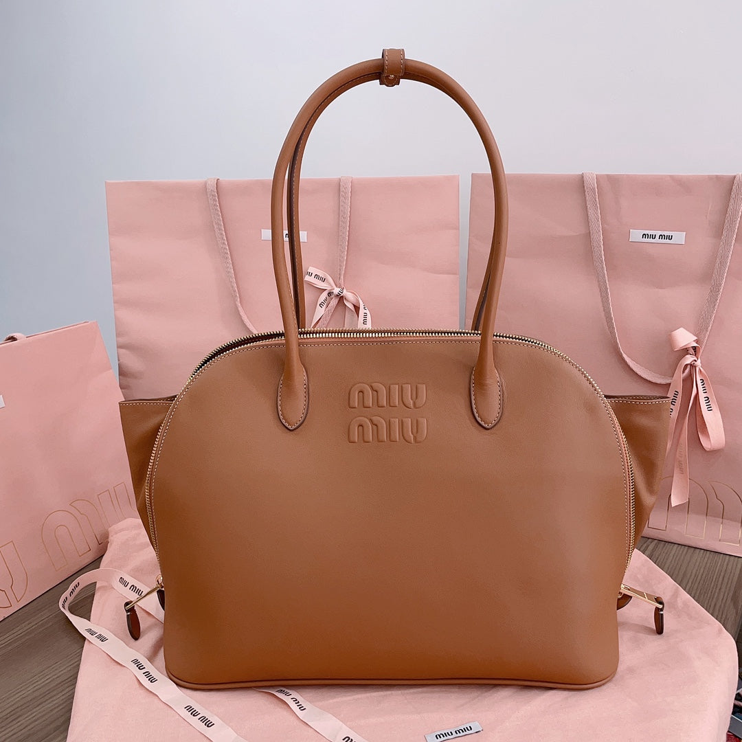 Large Shell Bag 38 in Bronze Brown Calfskin