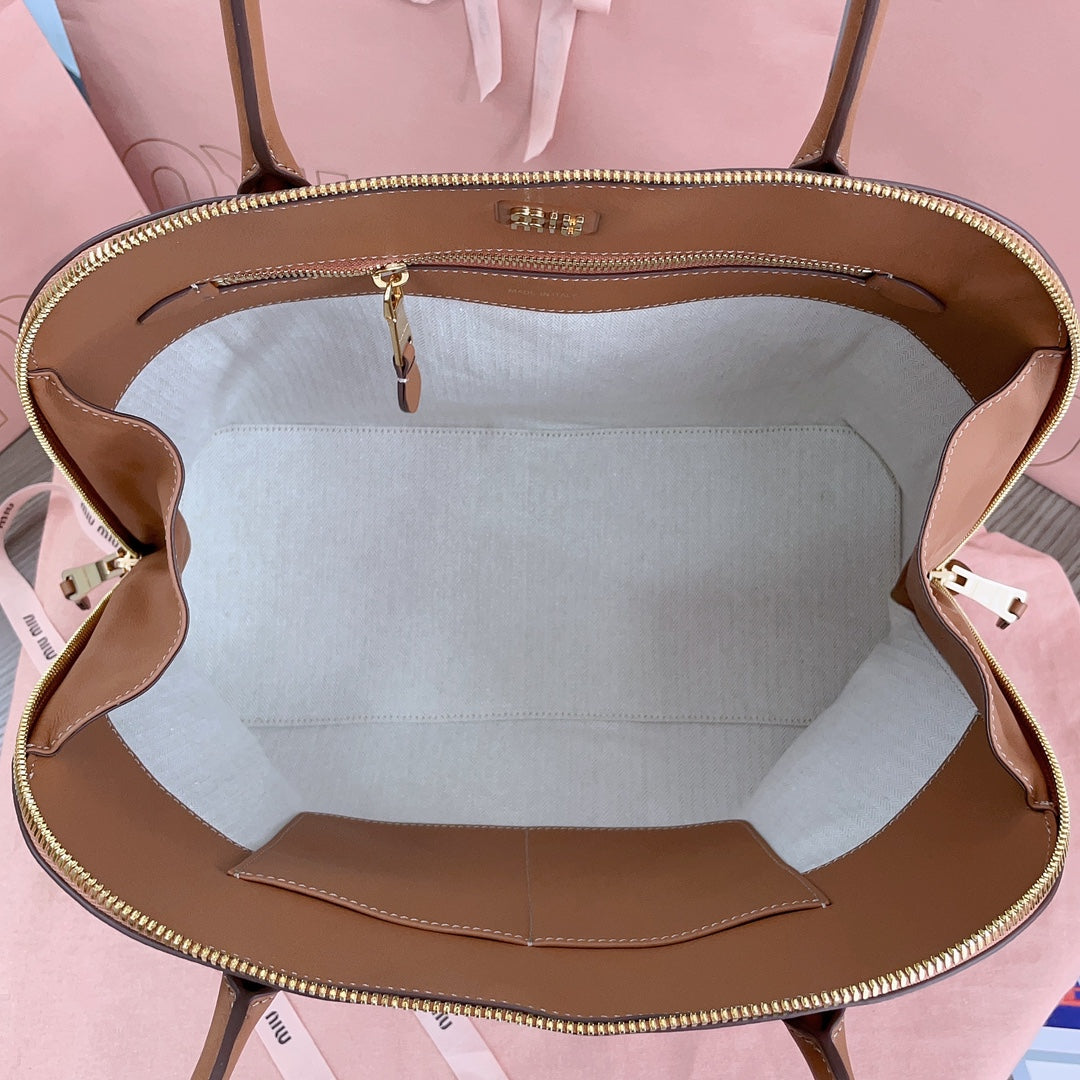 Large Shell Bag 38 in Bronze Brown Calfskin