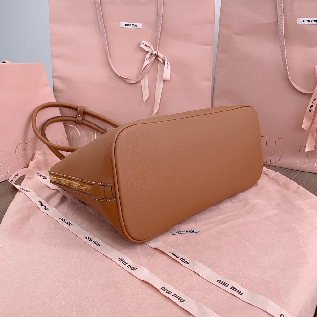 Large Shell Bag 38 in Bronze Brown Calfskin