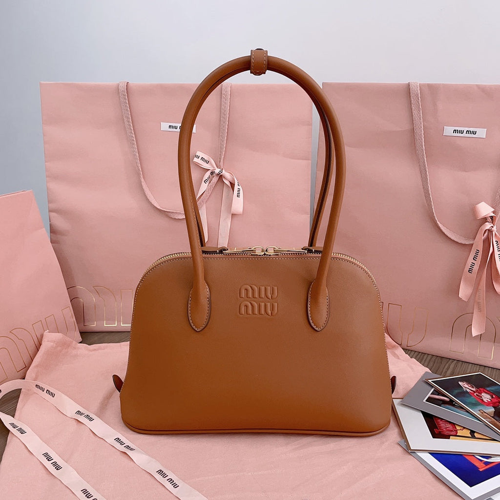 Medium Shell Bag 33 in Bronze Brown Calfskin
