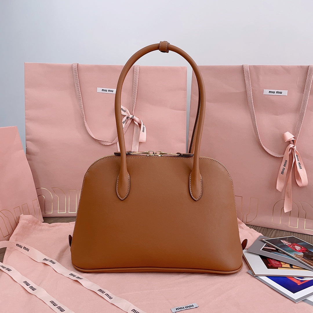 Medium Shell Bag 33 in Bronze Brown Calfskin