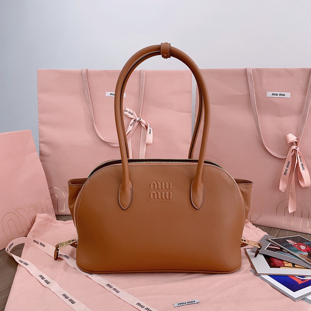 Medium Shell Bag 33 in Bronze Brown Calfskin