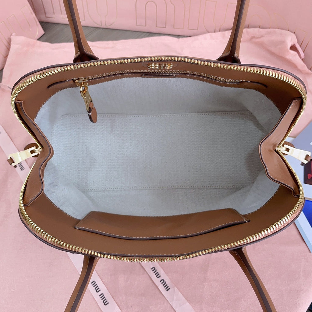 Medium Shell Bag 33 in Bronze Brown Calfskin