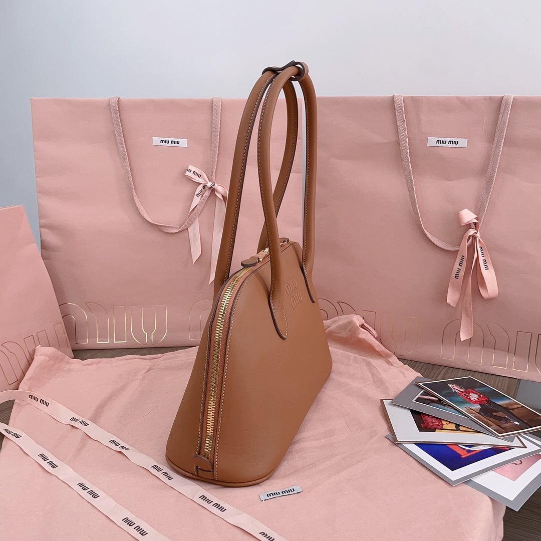 Medium Shell Bag 33 in Bronze Brown Calfskin