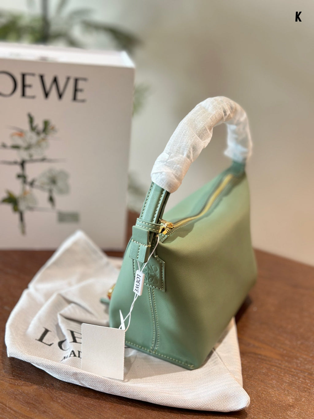 Loewe Luna Hobo 20 Bag in Green Mint Calfskin