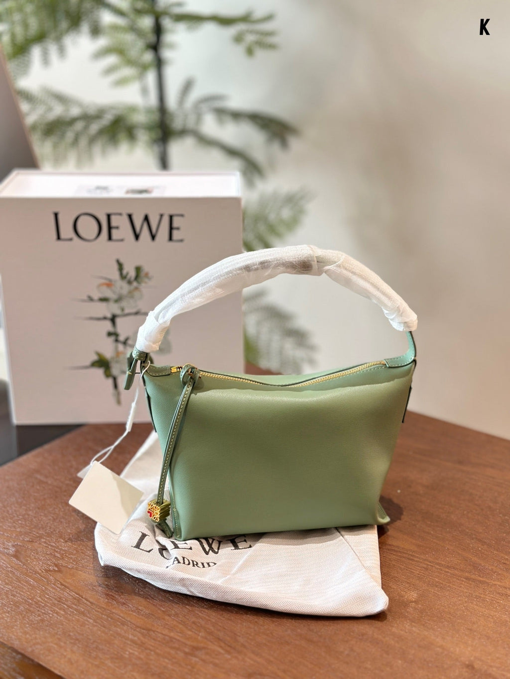 Loewe Luna Hobo 20 Bag in Green Mint Calfskin