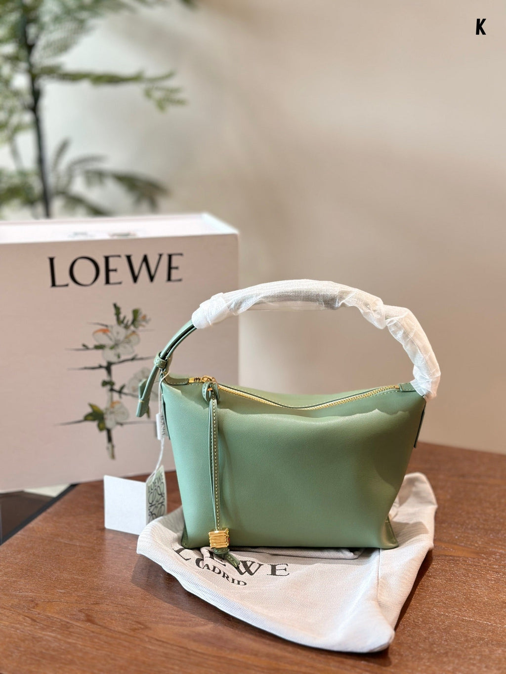 Loewe Luna Hobo 20 Bag in Green Mint Calfskin