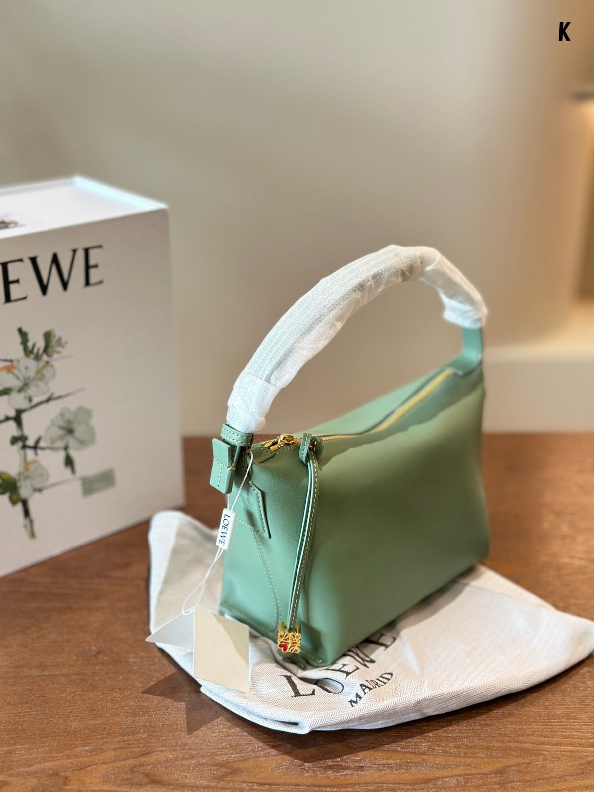 Loewe Luna Hobo 20 Bag in Green Mint Calfskin