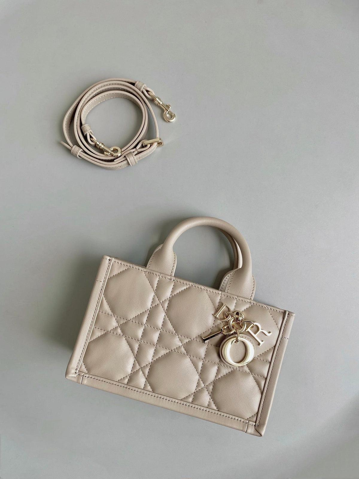 Dior Mini Book Tote 21 Beige Cream Maccrocannage Calfskin