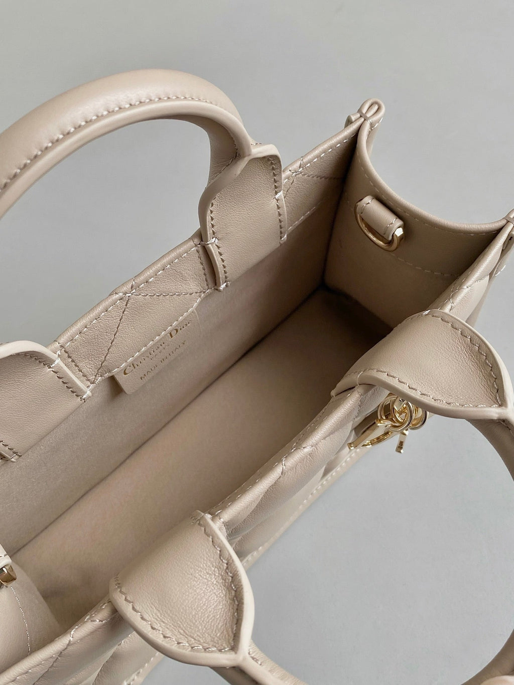 Dior Mini Book Tote 21 Beige Cream Maccrocannage Calfskin