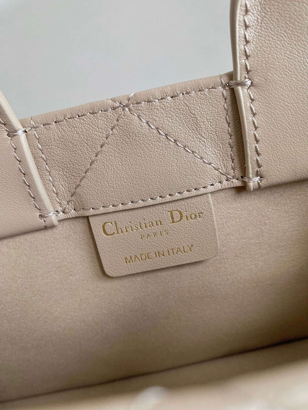 Dior Mini Book Tote 21 Beige Cream Maccrocannage Calfskin