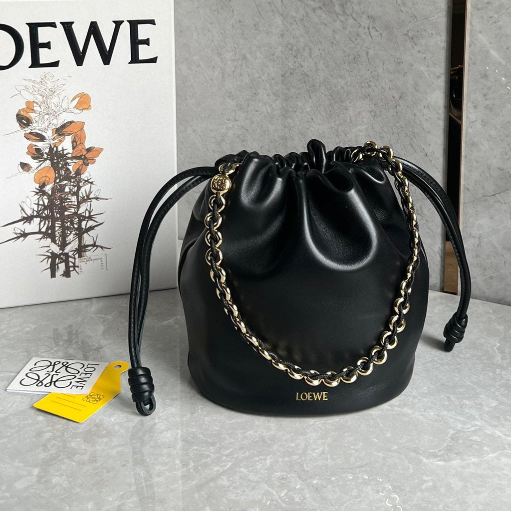 Loewe 32 Flamenco Purse Bucket in Black Mellow Nappa Lambskin
