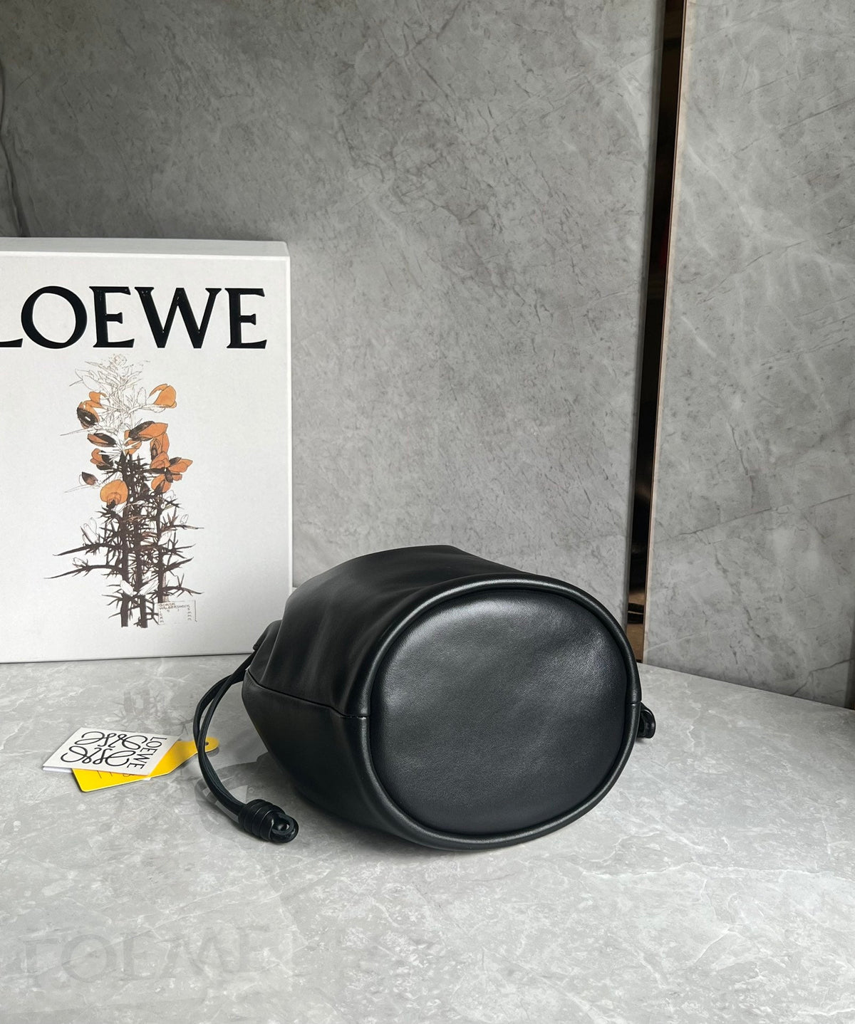 Loewe 32 Flamenco Purse Bucket in Black Mellow Nappa Lambskin