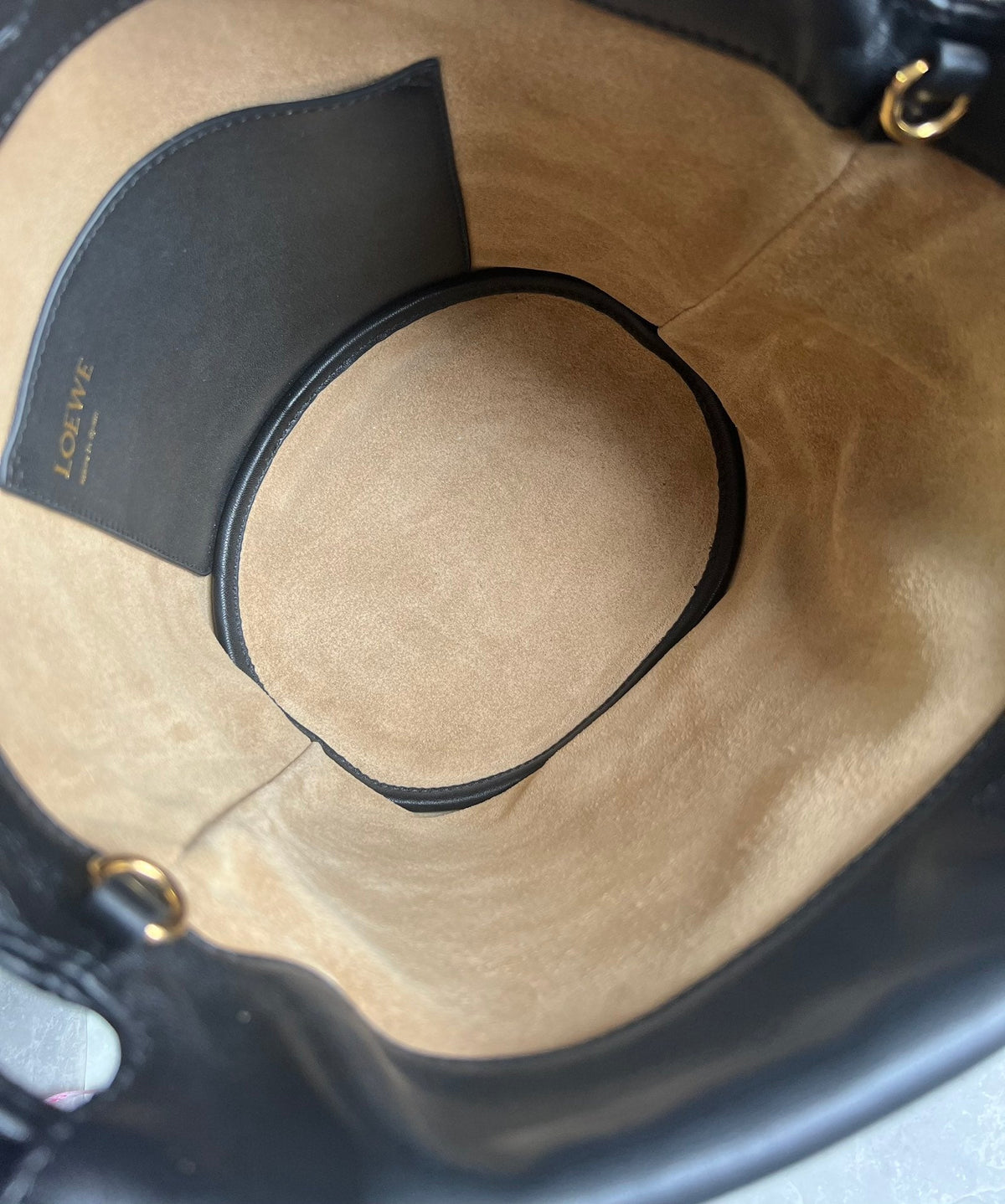 Loewe 32 Flamenco Purse Bucket in Black Mellow Nappa Lambskin