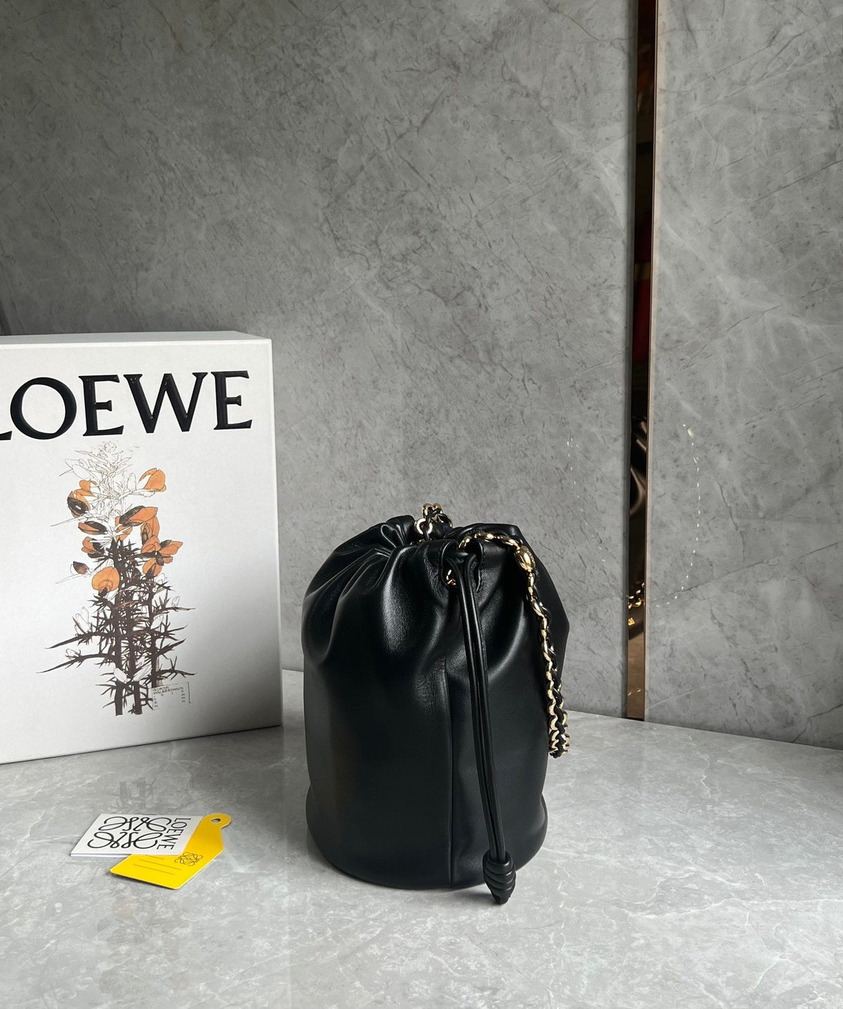 Loewe 32 Flamenco Purse Bucket in Black Mellow Nappa Lambskin