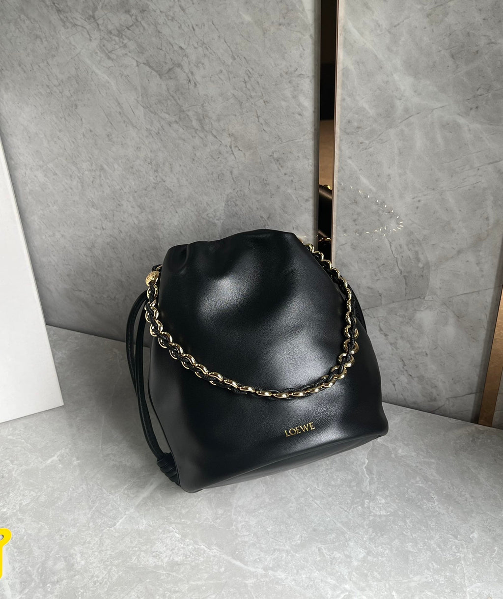 Loewe 32 Flamenco Purse Bucket in Black Mellow Nappa Lambskin