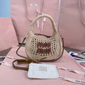 Wander Hobo Bag 20 in Beige Mix Brown Woven Raffia