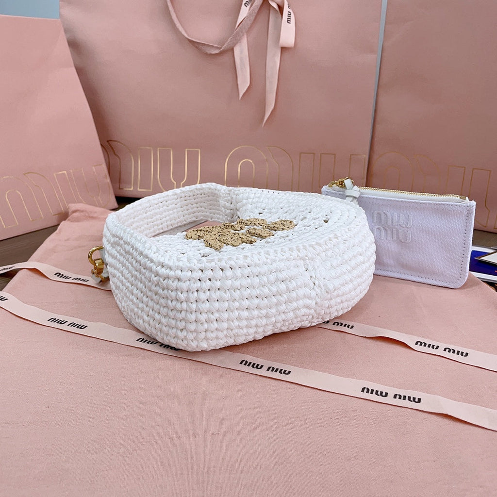 Wander Hobo Bag 20 in White Mix Brown Woven Raffia