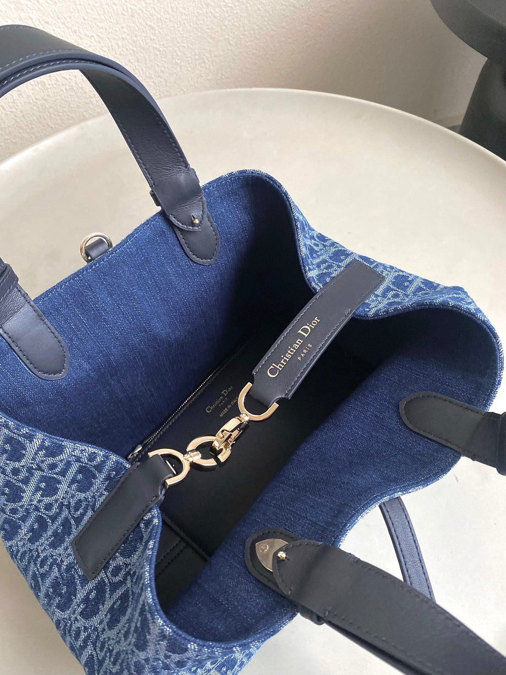 Dior Medium Toujours 28 Blue Denim Oblique Jacquard Bag