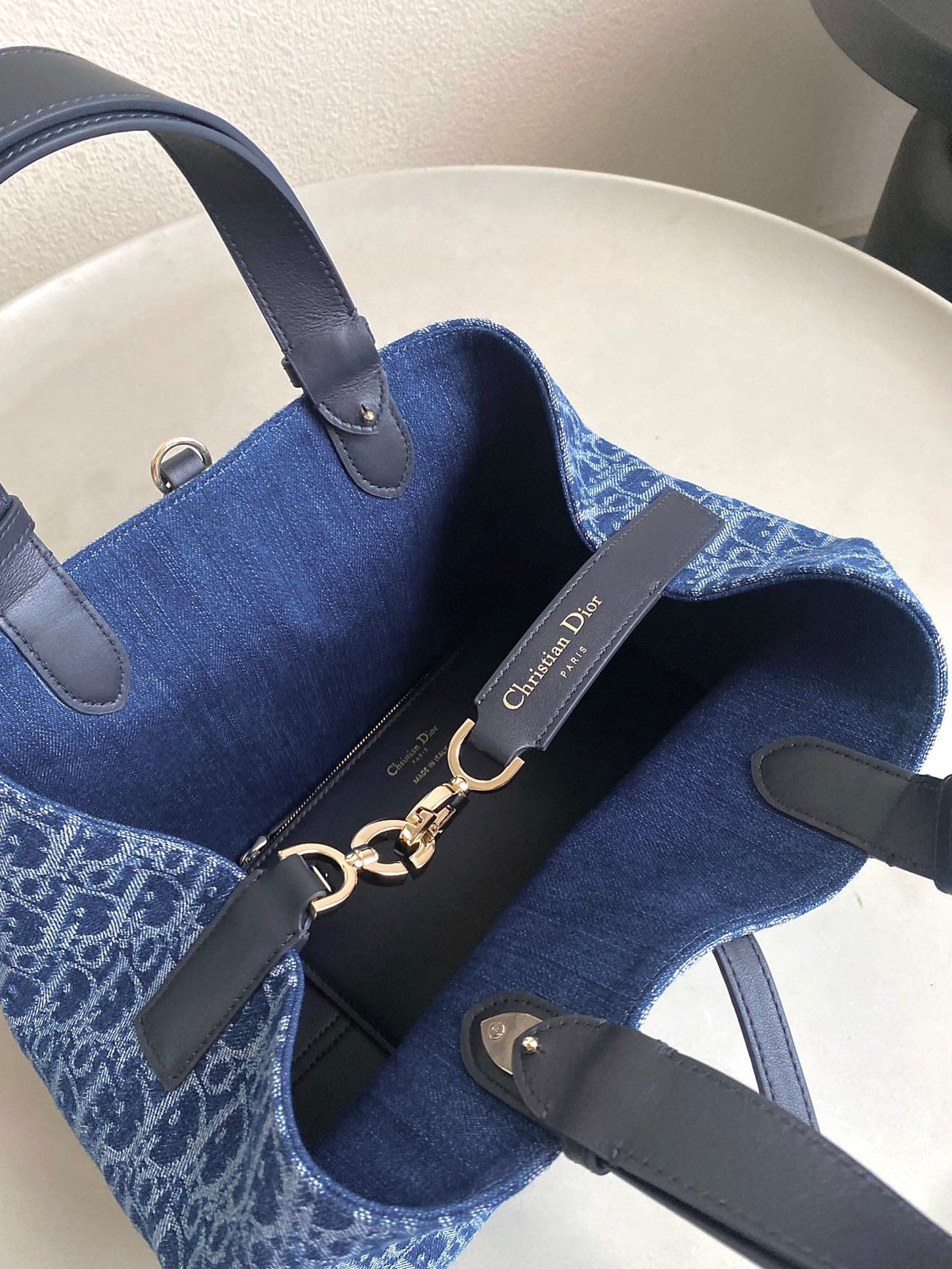 Dior Medium Toujours 28 Blue Denim Oblique Jacquard Bag