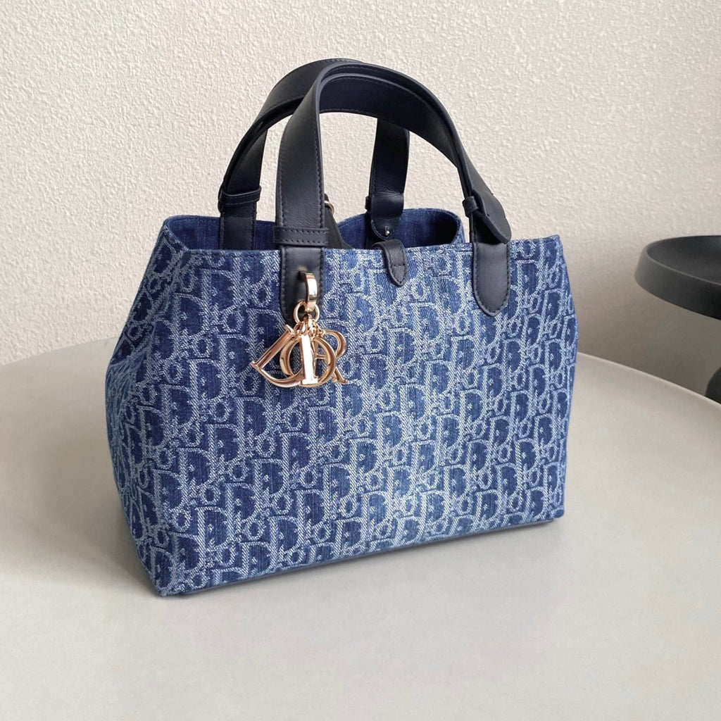 Dior Medium Toujours 28 Blue Denim Oblique Jacquard Bag
