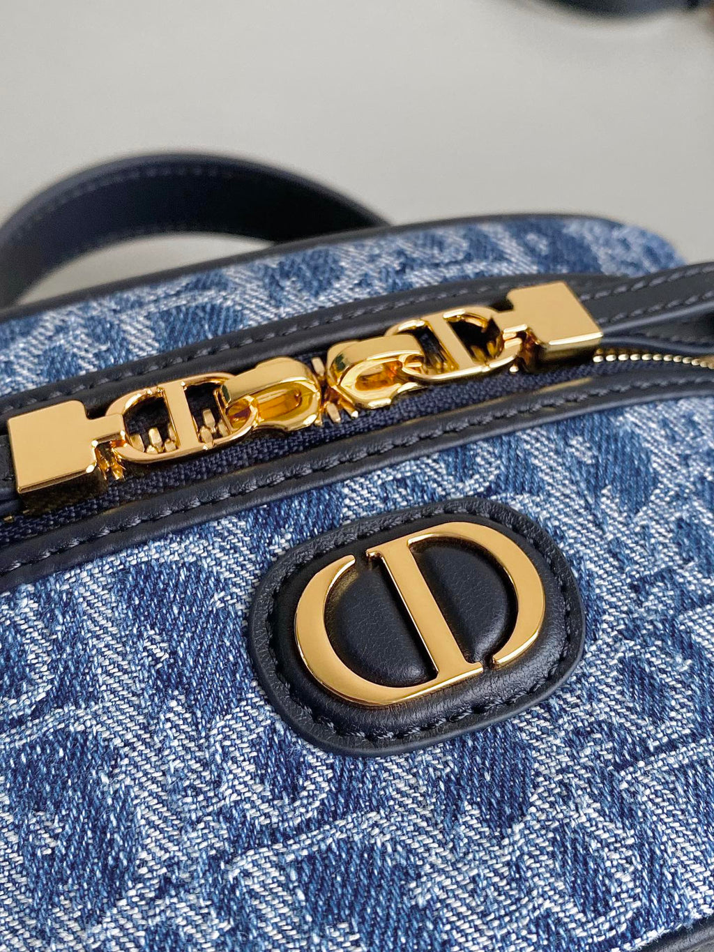 Dior Mini Vanity Case 16 Blue Denim Oblique Jacquard