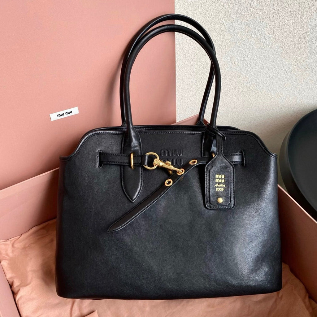 Large Handbag 40 in Black Calfskin