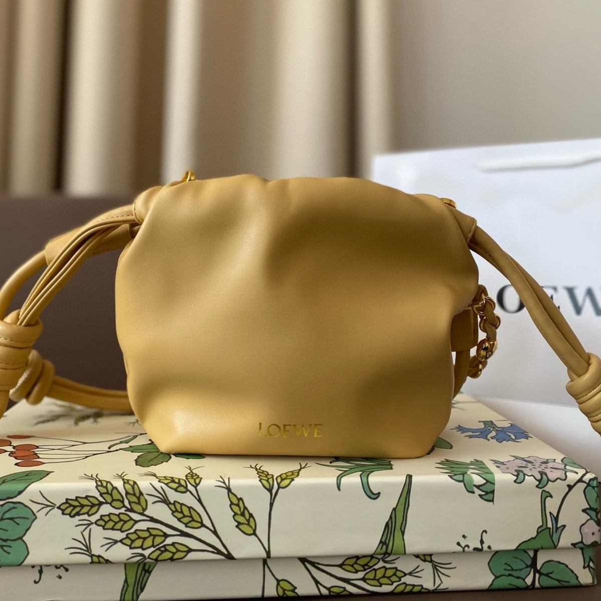 Loewe Mini 18 Flamenco Purse in Sahara Nappa Lambskin