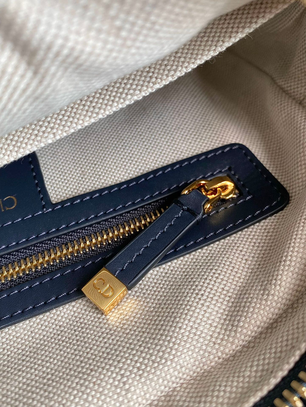 Dior Medium D-Vibe Bowling Bag 25 Blue Jacquard