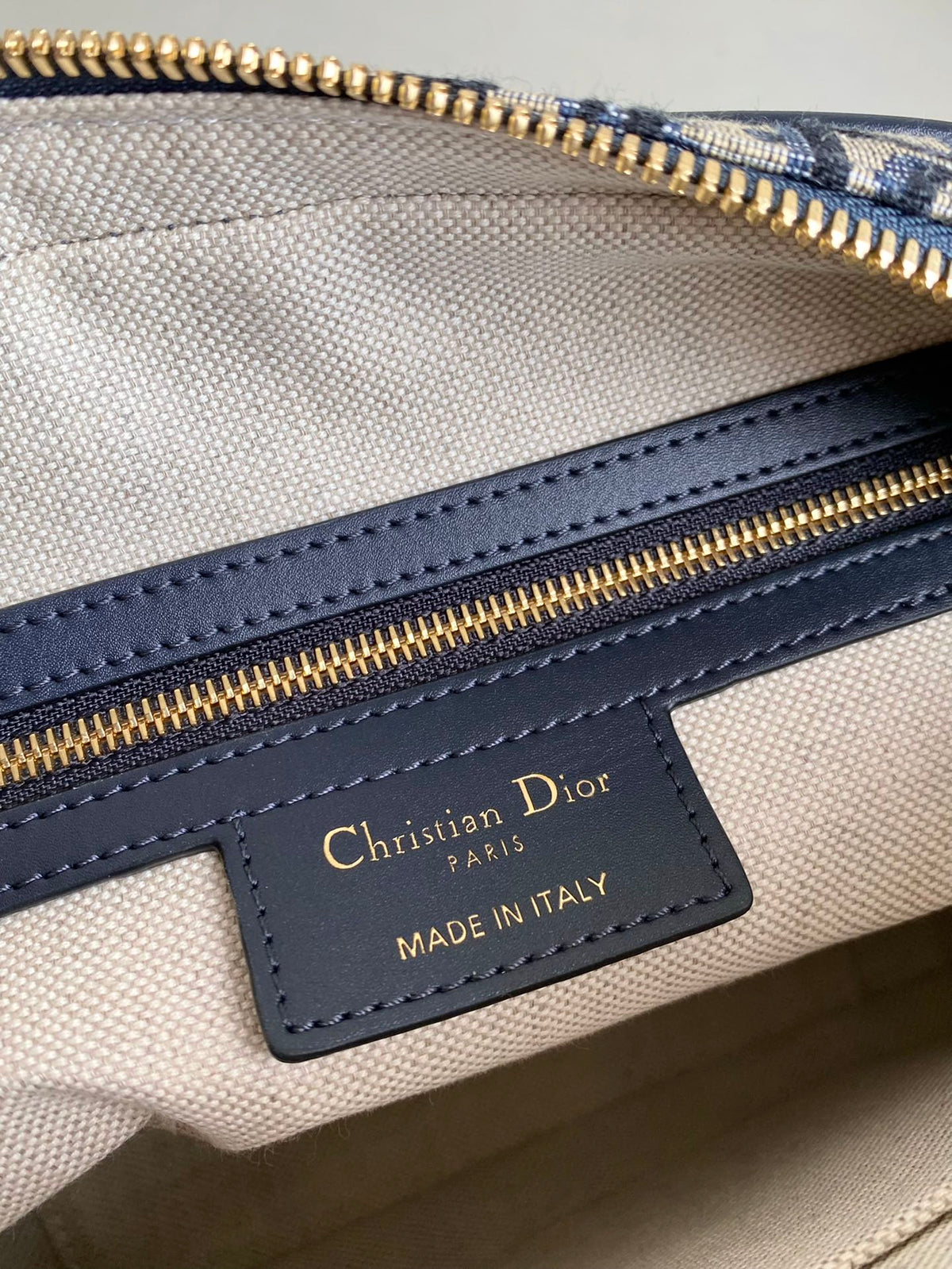 Dior Medium D-Vibe Bowling Bag 25 Blue Jacquard