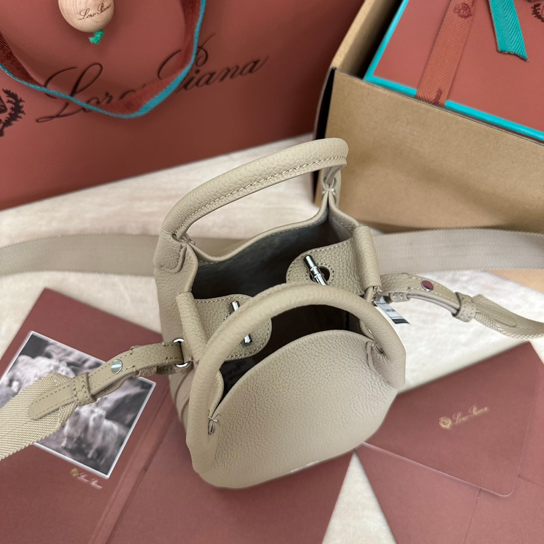 Loro Piana Micro Bale Bag in Khaki Brown Calfskin