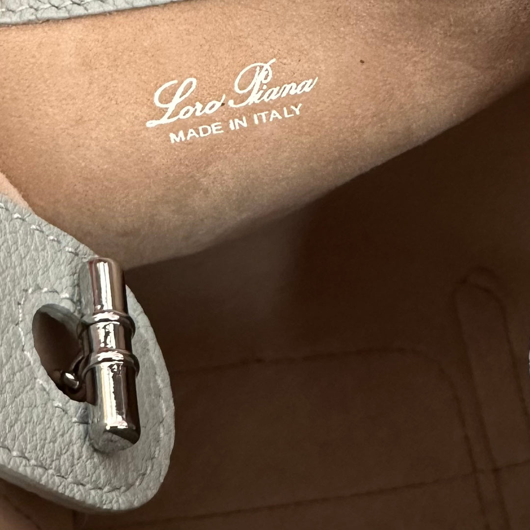 Loro Piana Micro Bale Bag in Light Blue Calfskin
