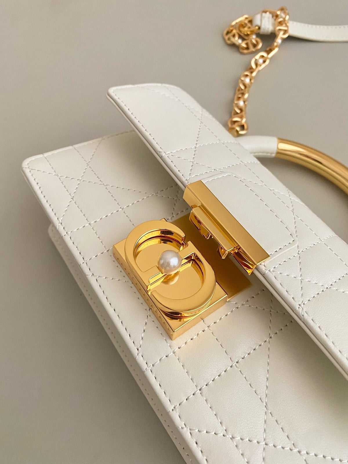Dior Mini Ange 20 Bag in White Calfskin