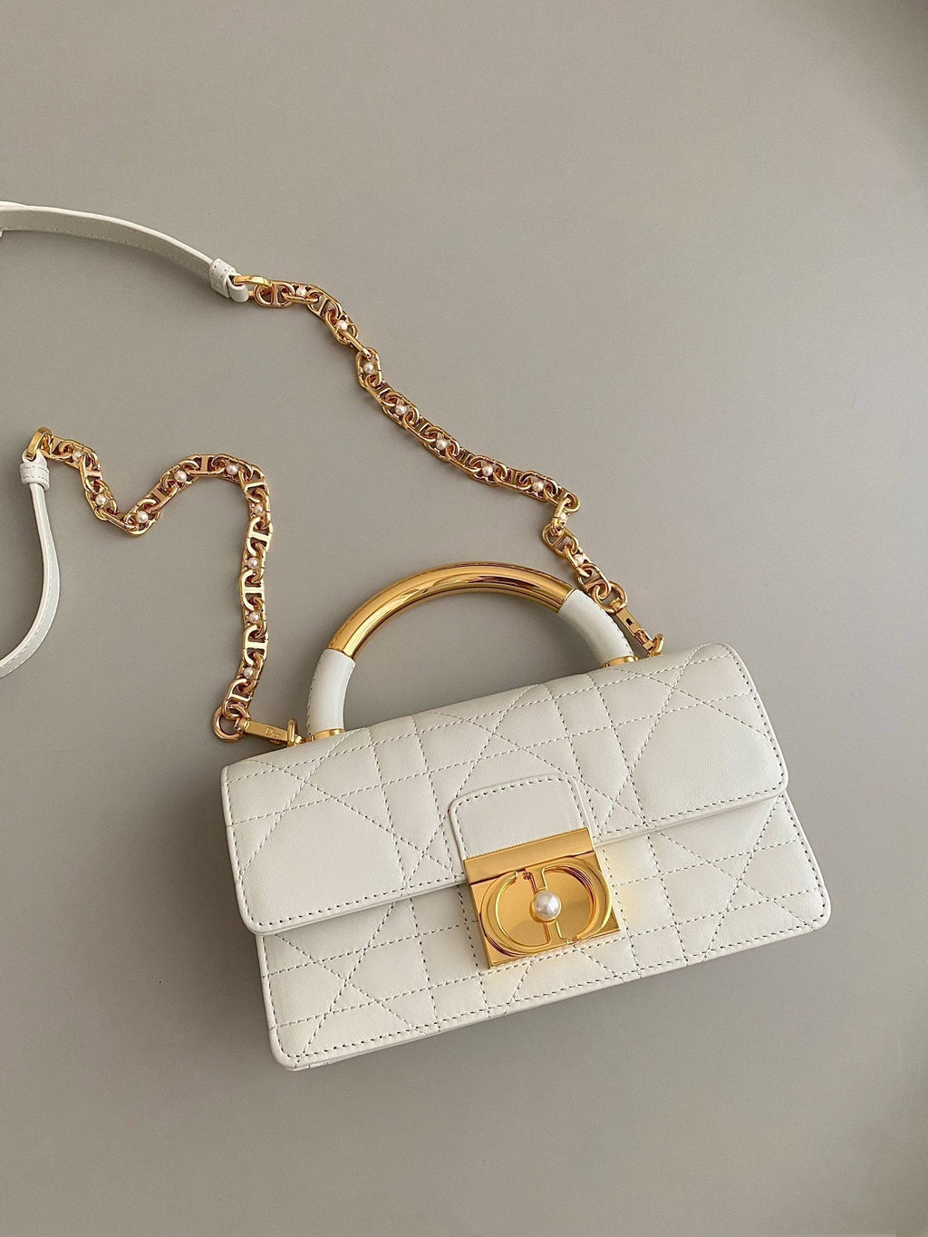 Dior Mini Ange 20 Bag in White Calfskin