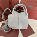 Loro Piana Small 21 Bale Bag in Pale Gray Grained Calfskin