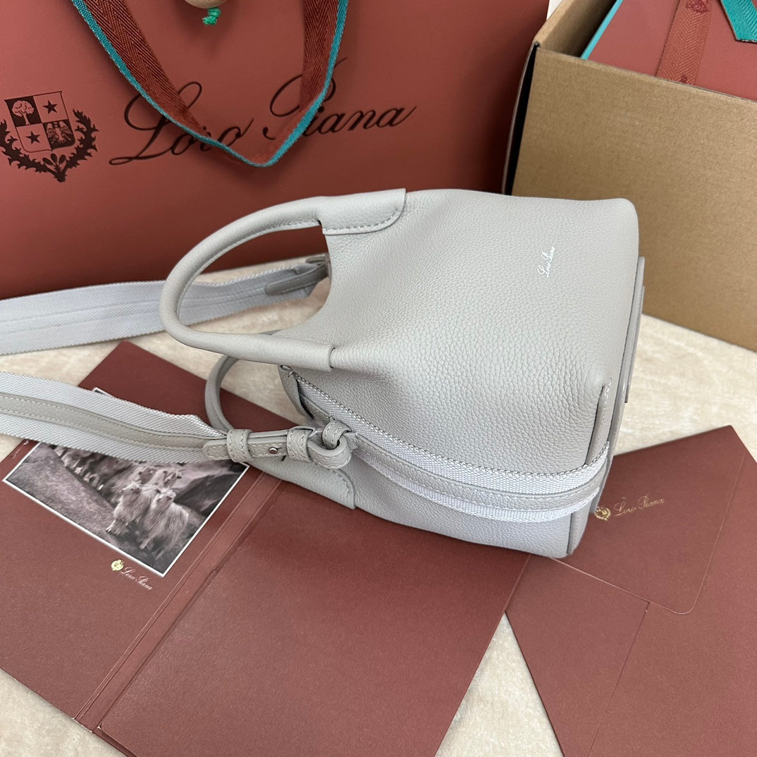 Loro Piana Micro Bale Bag in Pale Gray Calfskin
