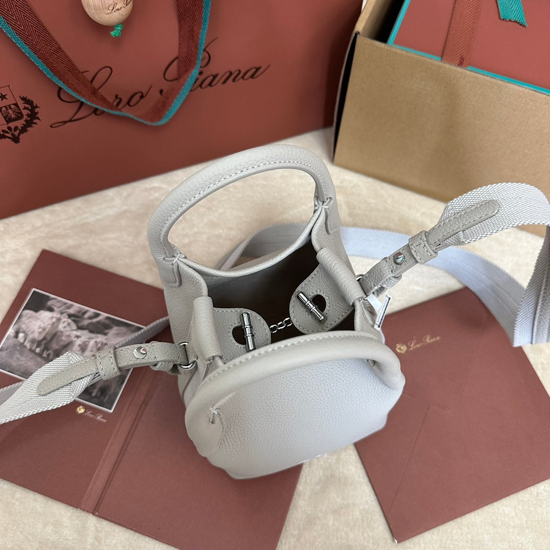 Loro Piana Micro Bale Bag in Pale Gray Calfskin