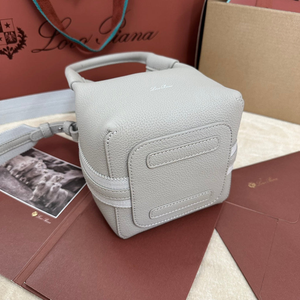 Loro Piana Micro Bale Bag in Pale Gray Calfskin