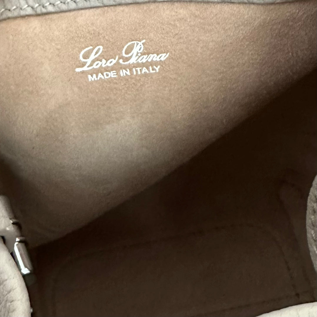 Loro Piana Micro Bale Bag in Pale Gray Calfskin