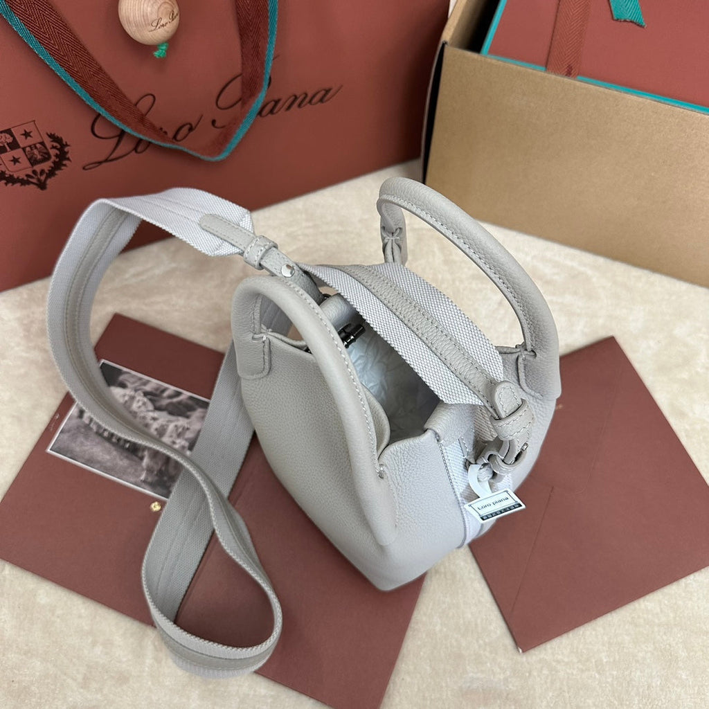 Loro Piana Micro Bale Bag in Pale Gray Calfskin